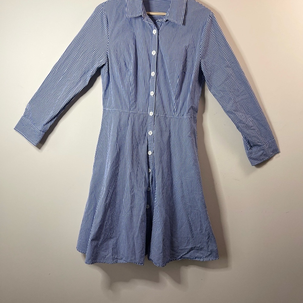 eShakti Blue Striped Long Sleeve Dress